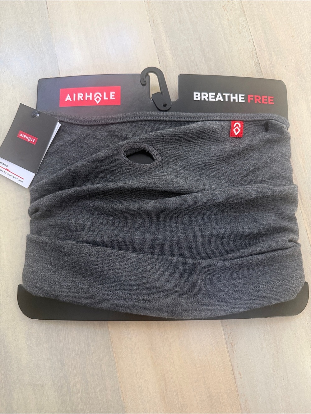 Airhole AirTube Ergo Merino Ski Neck Mask  Gray M/L BRAND NEW BREATHE FREE